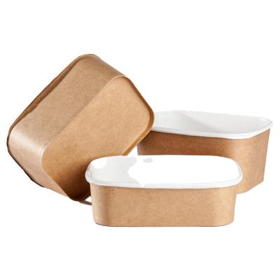 China Waterproof Disposable Hot Sales Biodegradable Rice Hot Food Take Out Wrapping Paper Square Paper Bowls With Lid For Wholesale for sale