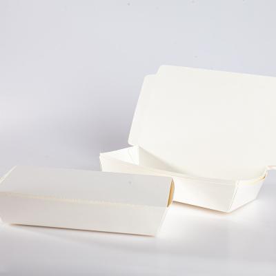 China Wholesale Custom Capacity Fast Food Lunch Box Chinese Double White Paper Hot Dog Takeout Boxes Biodegradable for sale