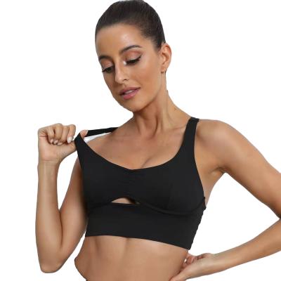 China X01020Breathable Europe And The United States New Sports Bra Shockproof Gathering Women's Keyhole Top Fitness Back Beauty Ope for sale