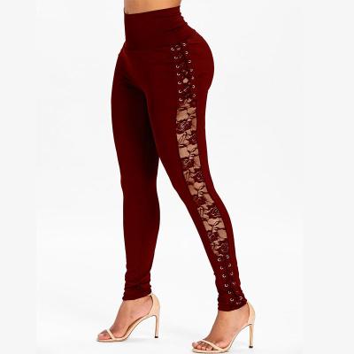 China X02177 Fashion Breathable Lace Hollow Out Pants Women for sale