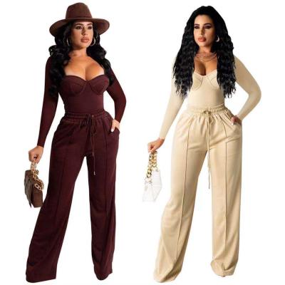 China European and American anti-pilling women' new clothing Amazon temperament solid color two-piece border women's casual suit; close of s for sale