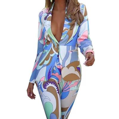 China 65%Cotton+35%Polyester 2021fall European and winter new two-piece set and American women's casual straight pants jacket suit for sale