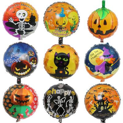 China Wholesale 18 Inch Inflatable Light Head Pumpkin Skull Skull Aluminum Foil Balloon Movie Halloween Decoration for sale