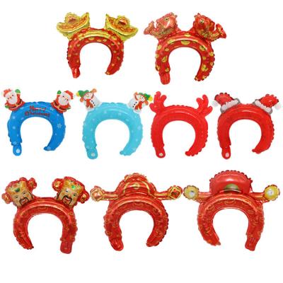 China High Quality Christmas Event Decoration Elk Headband Balloon Christmas Layout Snowman Old Man New Year Headband Balloon for sale