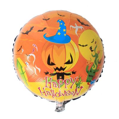 China Hot Selling High Quality 18 Inch Around Wholesale Halloween Foil Balloon Ghost Festival Party Decoration Pumpkin Foil Balloon for sale