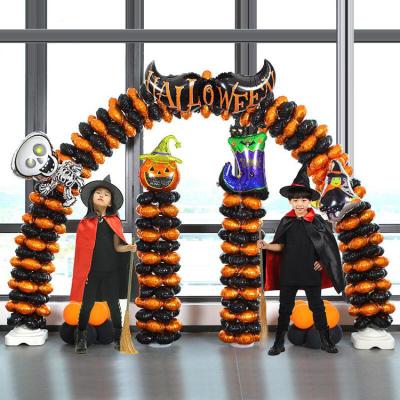 China Halloween Decoration Halloween Hotel Mall Store Opening Decoration Balloon Arch Pumpkin Head Black Bat Skull Column for sale