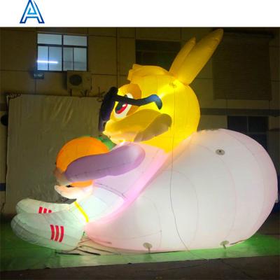 China Advertising& Toy Easter Festival Event Decoration LED Light Up Oxford Cloth Inflatable Rabbit For Blow Up Carrot Model Advertising for sale