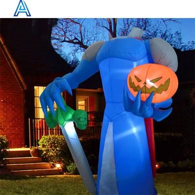 China Advertising& Inflatable Toy Ghost Monster With Giant Huge Pumpkin Doll Large Outdoor Decorative Halloween Decoration Garden Yard for sale