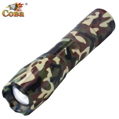 China Coba T6aluminum Tactical Super Bright Alloy Zoomable Flashlight Rechargeable Battery Zoom Most Powerful Attack Main Flashlight for sale