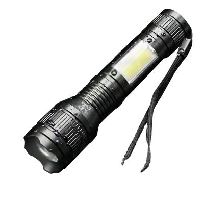 China Super Bright Zoomable Flashlight Coba Aluminum Alloy XML-T6 USB Input Rechargeable Battery Zoom Most Powerful Flashlight for sale