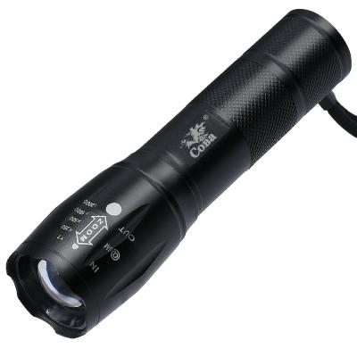 China Super Bright Zoomable Tactical Flashlight Coba LED Aluminum Alloy Rechargeable Battery Zoom Most Powerful Main Attack Flashlight for sale