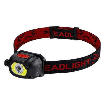 China Emergency Camping Nightriding Coba LED USB Input Rechargeable ABS Battery Built-in Indicator Battery Li-ion Head Lamp for sale