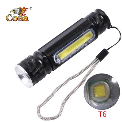 China Coba Q5 XML-T6 Outdoor Industrial COB Multi-Functional Backup Aluminum Alloy USB Battery Rechargeable Built-in Zoom With Strong Magnetic Tail Flashlight for sale