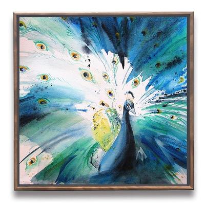 China Customized Modern Wooden Gift Wall Art Peacock Painting Canvas for sale