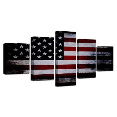 China Modern USA Flag Poster 5 Pieces Modern Wall Art Canvas Print Painting Home Decoration For Living Room for sale