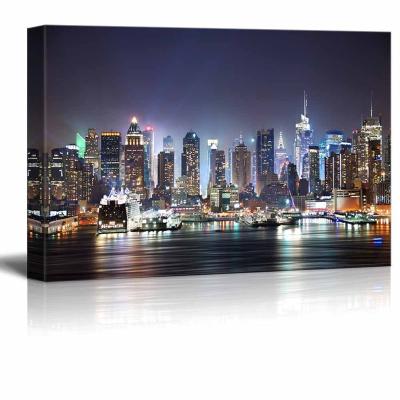 China Modern City Skyline Led Canvas Wall Art - Custom New York City Wall Pictures for sale