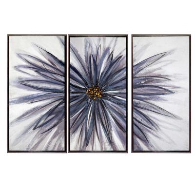 China Modern 3 Pieces Canvas Painting Wall Art Flower For Dinning Room Art On Canvas Wall Decor Ready To Hang for sale