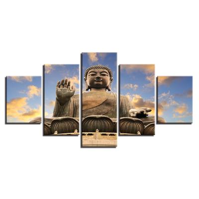 China Modern Hot Sale Amazon Customized Modern 5 Panel Canvas Wall Art Buddha for sale