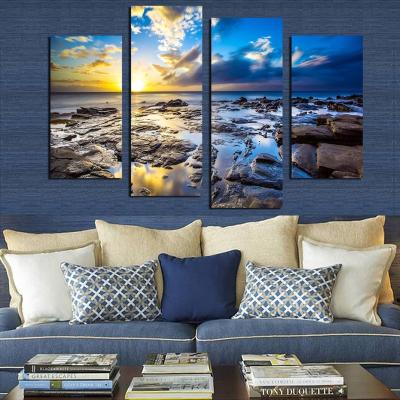 China Modern 4 Panel Printed Canvas Painting Wall Art Interior Wall Art Landscapes for sale