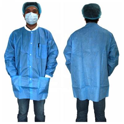 China Waterproof Disposable Non Woven Lab Coat Cleanroom Clothing Lab Cloth for sale