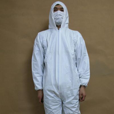 China Factory direct supply PP+PE elastic white color non-medical protective waterproof hooded Ear-loop coverall clothing manufacturer for sale