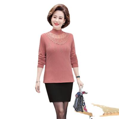 China Anti-wrinkle 2022 middle-aged mothers wear autumn new long sleeve casual jacket lace end stitching elegant temperament for sale