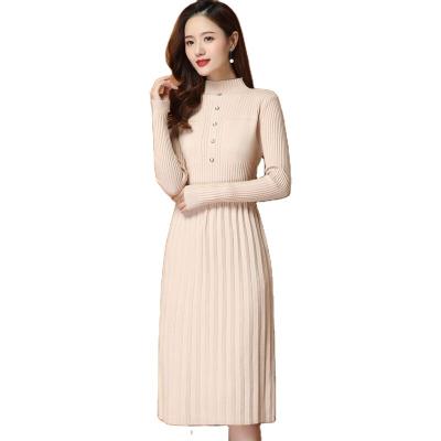 China 2022 Spring Anti-wrinkle New Loose Sweater Coat Knit Knee-Length Sweater Dress Midlength Woolen Skirt Women's Knee-Length Sweater for sale