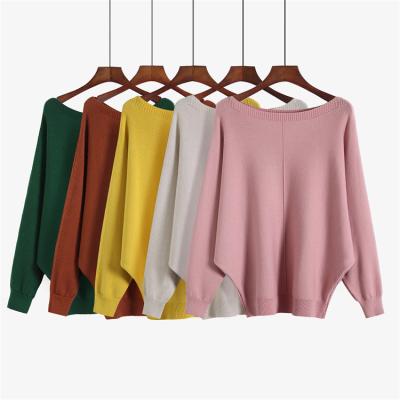 China Hot Selling High Quality Anti-wrinkle Women's Solid Colored Bat Wing Sleeves Knitted Sweaters for sale