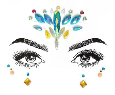 China Eco-friendly 8 Pcs Women Mermaid Face Gems Glitter Rhinestone Festival Temporary Tattoos Make Up Gems Face Art Stickers for sale