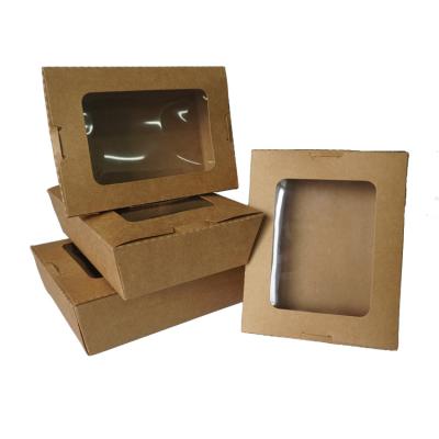 China Caja de papel de encargo de Logo Food Container Box Disposable Kraft con la ventana en venta