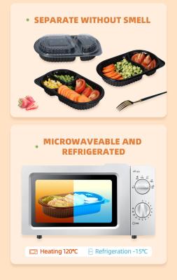 China ODM/OEM de Plastic Microgolf Bento Lunch Box Disposable 2 van het cateringsbureau Compartiment Te koop