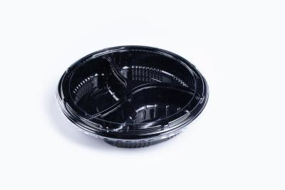 China FDA/EU Round / Rectangle / Boat Shape Plastic Food Packaging Sushi Box With Anti Fog Lid for sale