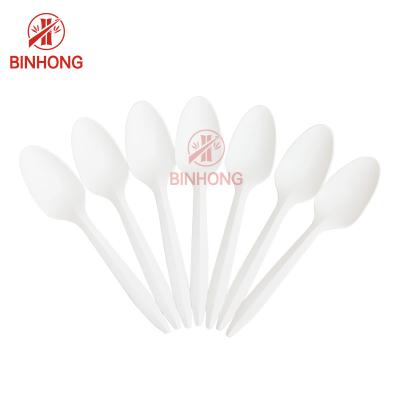 China Cutelaria de madeira Degradable da colher da fécula de milho 14.8cm à venda