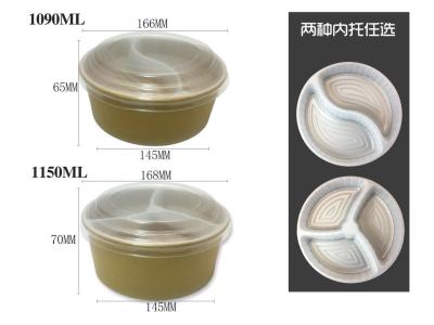 China Caja de embalaje desechable con soporte interior Tazón de papel Kraft de 360-1500 ml en venta