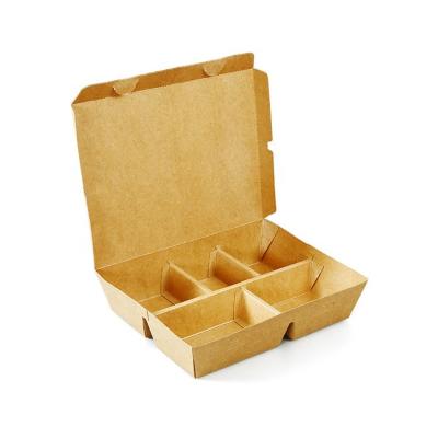 China Disposable Take Away Folded Compartment Paper Bento Lunch Box For Fast Food for sale