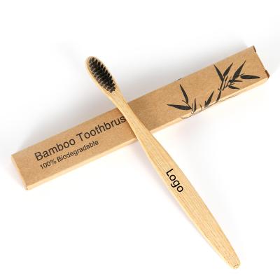 China Logo Bamboo Toothbrush Bamboo Toothbrush Disposable Private Charcoal Toothbrush Set for sale