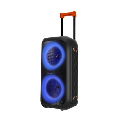 China Wireless AUX dual speaker. 8 inch trolley with led flame light speaker for sale