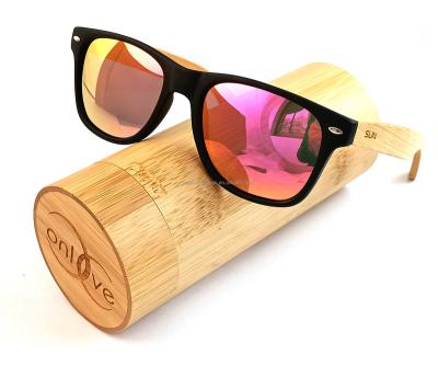 China Men's bamboo wood plastic frame fashion sunglasses bamboo temple polarized lens bamboo sunglasses 2021 for sale