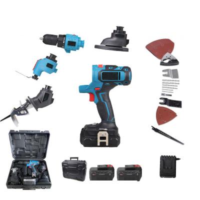 China Newest Factory Price DIY 20V 4 in 1 Machine Tools Kit Set Free Combination 5 PCS Tool Head Electric Drill Jig Saw Combo Sander zu verkaufen