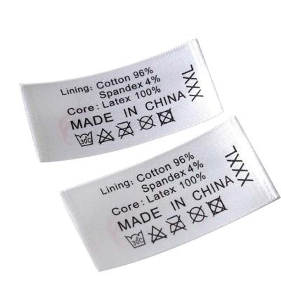 China GRS Apparel Satin Polyester Garment Wash Care Labels Custom Design Printing for sale