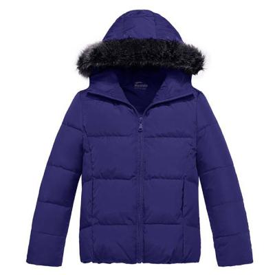 China Breathable 3T to 12T Kids and Teen Girls Winter Belted Warm Hooded Fur Down Jacket and Coat Kids Outwear for sale