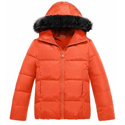 China Breathable 3T to 12T Kids and Teen Girls Winter Belted Warm Hooded Fur Down Jacket and Coat Kids Outwear for sale