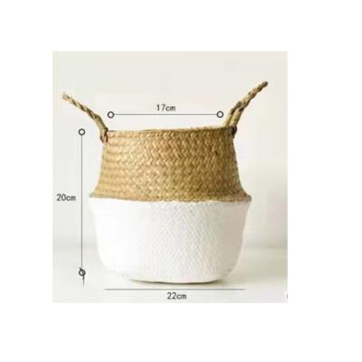 China Natural Nordic Handwoven Basket Woven Straw Floor-to-Floor Grass Plant Flower Pot Bamboo Woven Folding Woven Basket for sale