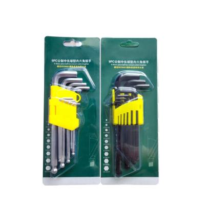 China 45# Steel 9pcs Promotion Crv Nickel Fabricated Custom Hex Allen Hex Key Wrench Set With Packing for sale