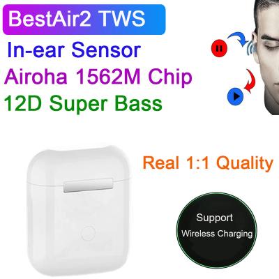 China BestAir2 TWS Wireless Headphones In-Ear Clone Air2 12D Music Bass Sport Earbuds 7H Super Time Airoha 1562M Chip Hey Siri for sale