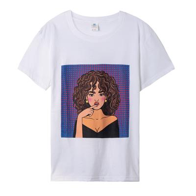 China Breathable Lady Plus Size T Shirts With Logo For Women Loose Print 100% Cotton Customized T Shirt for sale