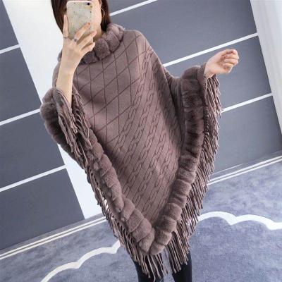 China Women Winter Plus Size Warm Sweater Knit Fashion Shawls Sweater Cape Acrylic Poncho for sale