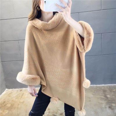 China Designer Plus Size Furry Hot Winter Sale Fashion Knit Shawl Sweaters Poncho For Women for sale