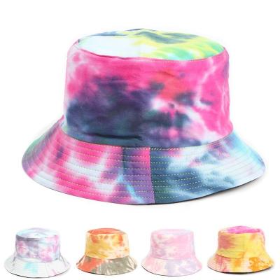 China Jiaer-Wholesale Custom Made Unisex Sun Logo Tie Dye Printed Double Sided Bucket Hat Cotton Designer Fisherman Hats Reversible Bucket Hats for sale