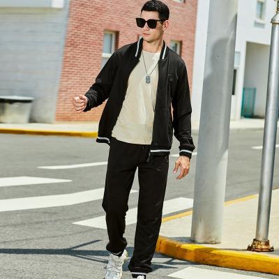 China Jiaer-Custom Breathable Polyester Sweatpants Solid Plain Coat Street Use Casual 2 Piece Baseball Jacket Set Plus Size Men Sets for sale